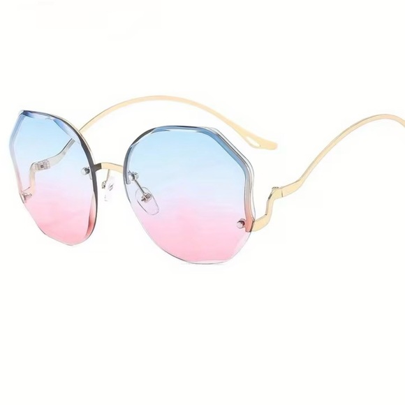 😎2/$30 Gradient Pink Rimless Octangular Sunglasses - Women’s - Picture 4 of 5